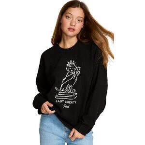 Victoria's Secret PINK Collegiate Crewneck Sweater, Lady Liberty Dog, Large, NWT